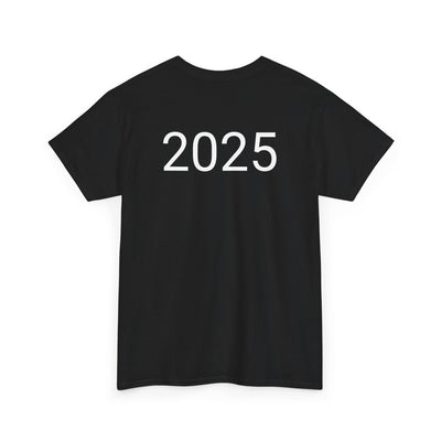 Black Astronaut Space Vibes Tee with "2025" printed on the back, perfect for space enthusiasts seeking a relaxed, cosmic style.