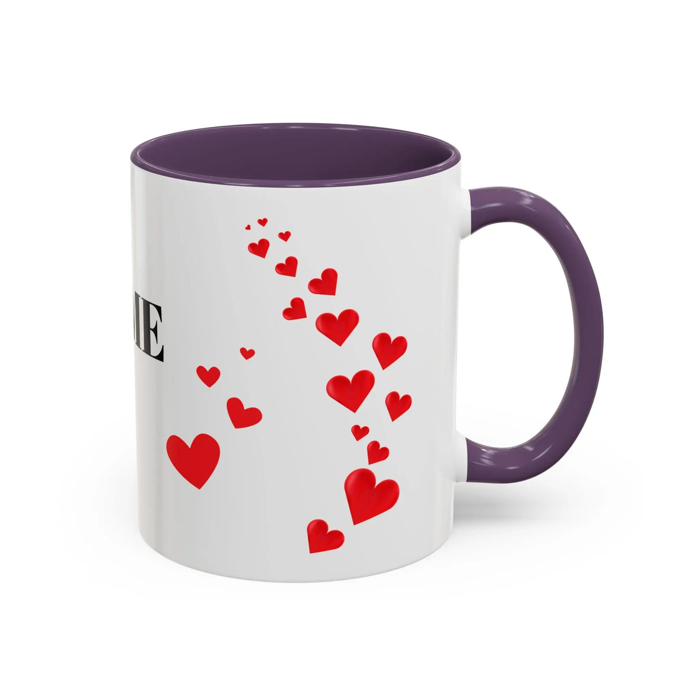 You are Enough Mug with red hearts, 11oz, personalized ceramic coffee cup.