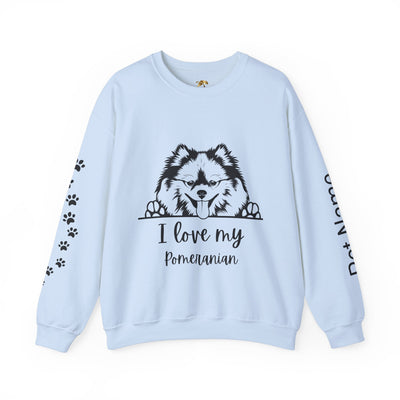 Pomeranian Lover Sweatshirt, Pet's Name Personalized Gift Idea, Pomeranian Dog Owner Apparel, Custom Dog Paw Print Jumper, Comfy Crewneck - NOTALIFY