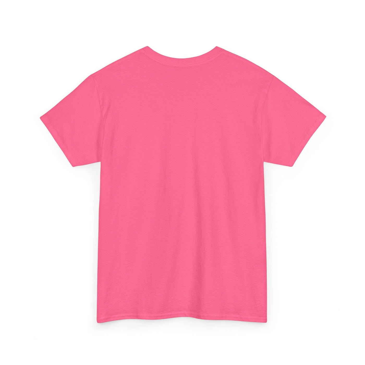 Back view of pink 80's music lover unisex retro vintage cotton t-shirt with classic fit and ribbed collar