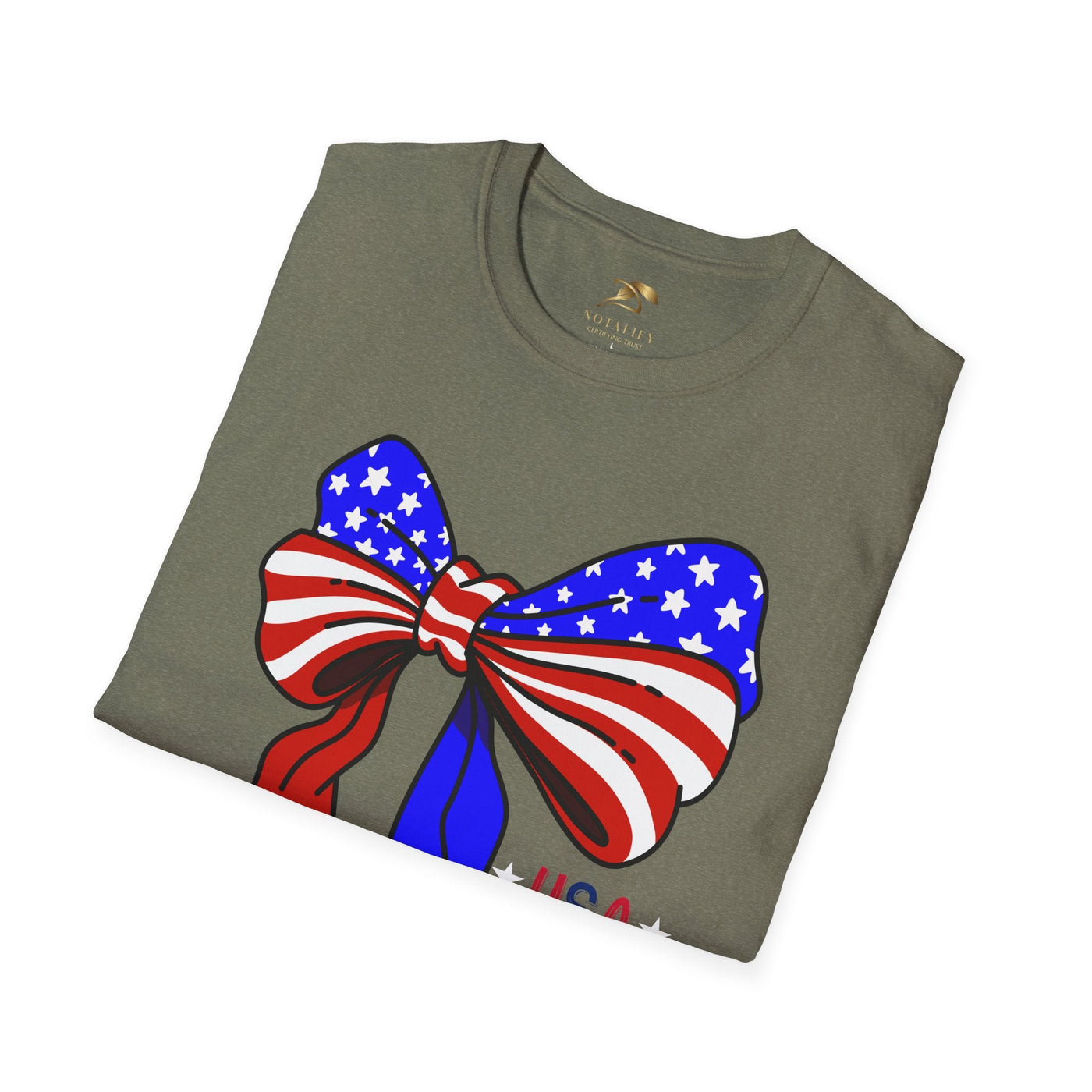 Coquette USA Patriotic T-Shirt with bow design, ideal for Independence Day celebrations.