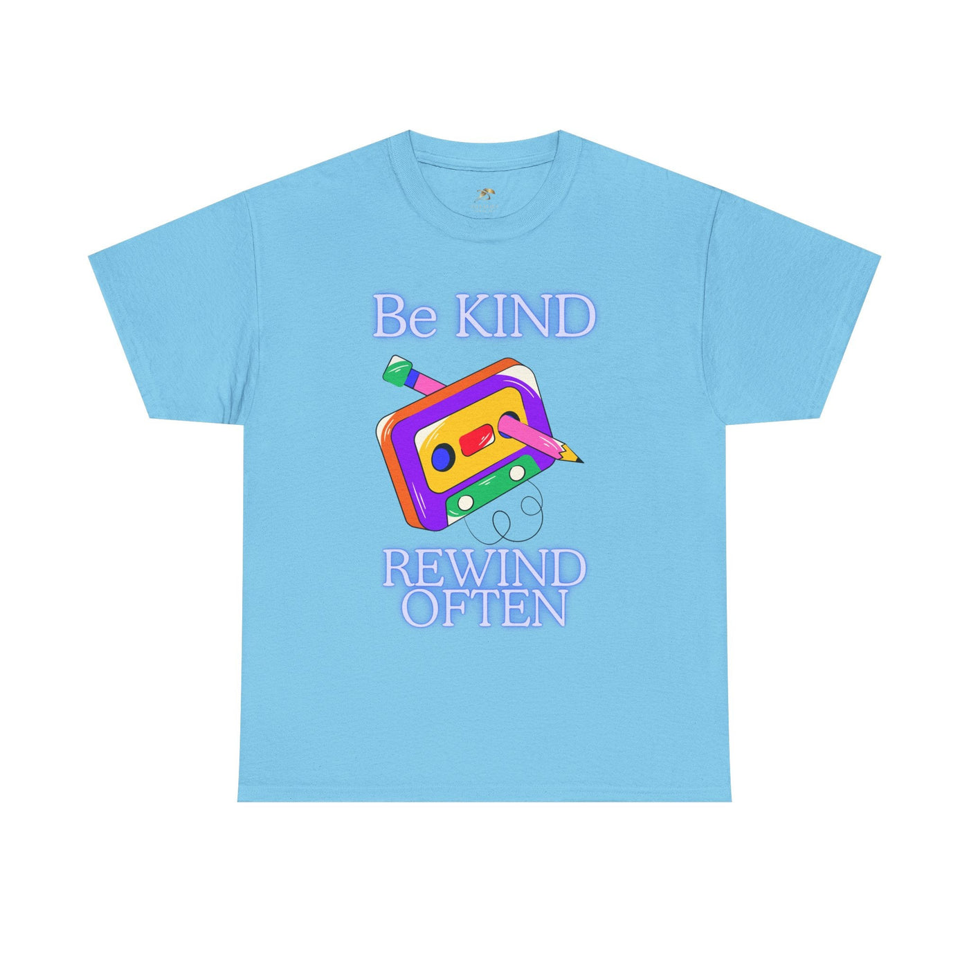 Retro "Be Kind, Rewind Often" T-shirt, unisex, 90s nostalgia design, positive quote.