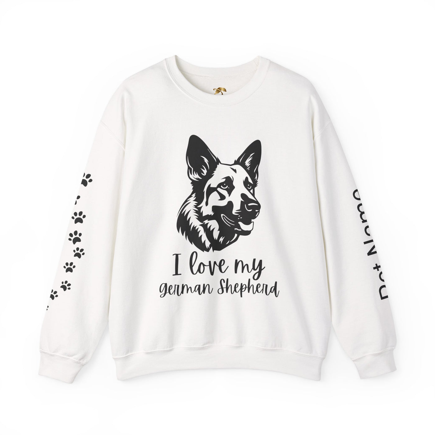 German Shepherd Lover Sweatshirt, Pet's Name Personalized, German Shepherd Dog Owner Apparel, Custom Dog Paw Print Jumper, Comfy Crewneck - NOTALIFY