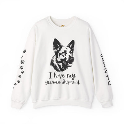 German Shepherd Lover Sweatshirt, Pet's Name Personalized, German Shepherd Dog Owner Apparel, Custom Dog Paw Print Jumper, Comfy Crewneck - NOTALIFY
