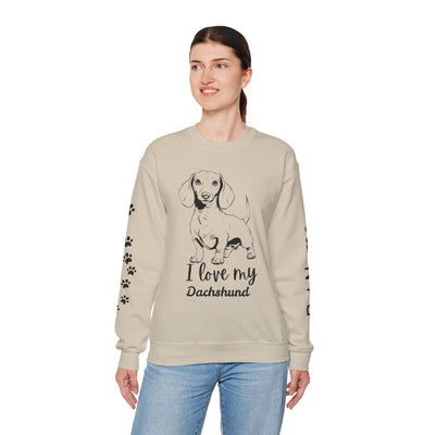 Dachshund Dog Lover Sweatshirt, Pet's Name Personalized Gift Idea, Dachshund Dog Owner Apparel, Custom Dog Paw Print Jumper, Comfy Crewneck - NOTALIFY