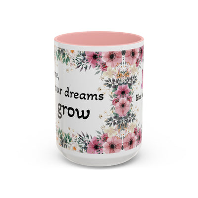 Inspirational quote mug with wildflower design, perfect gift for garden lovers.