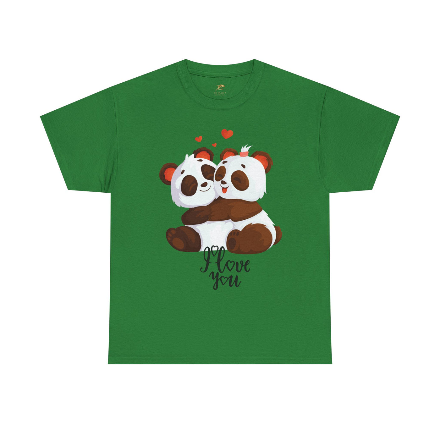 Romantic Panda Tee, Romantic Graphic T-shirt, two panda bears hugging each other with an I love you message - NOTALIFY