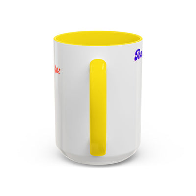 Infinity Butterfly Mug, yellow interior, 11oz coffee cup with universe theme design.
