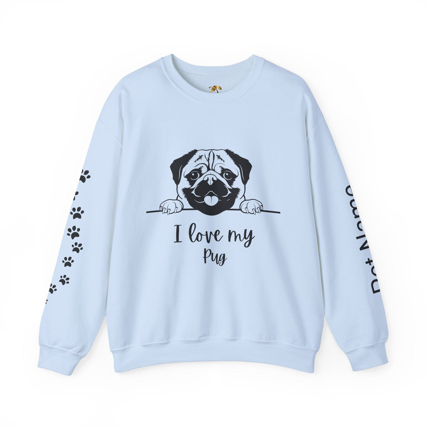 Pug Dog Lover Sweatshirt, Pet's Name Personalized Gift Idea, Pug Dog Owner Apparel, Custom Dog Paw Print Jumper, Comfy Crewneck - NOTALIFY