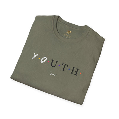 Unisex Youth Day Celebration t-shirt with colorful dots, made from 100% ring-spun cotton, lightweight and classic fit.