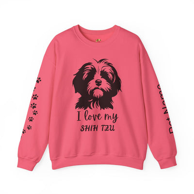 Shih Tzu Dog Lover Sweatshirt, Pet's Name Personalized Gift Idea, Frenchie Dog Owner Apparel, Custom Dog Paw Print Jumper, Comfy Crewneck