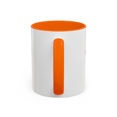 Inspirational butterfly coffee mug with orange handle and rim, perfect for motivational gifting and self-care moments.
