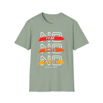 Youth Day unisex t-shirt with No Fear No Limits No Excuses motivational graphic, lightweight cotton tee