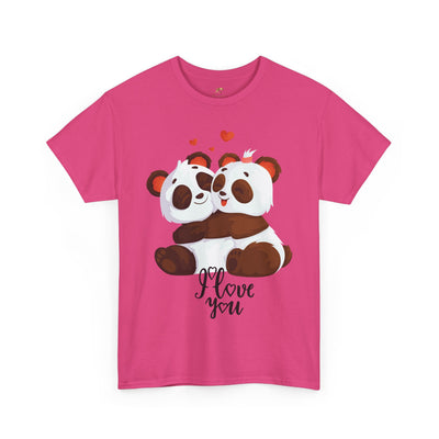 Romantic Panda Tee, Romantic Graphic T-shirt, two panda bears hugging each other with an I love you message - NOTALIFY