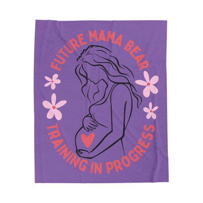 Future Mama Bear Training Plush Blanket, Cozy Gift for Expecting Moms, Baby Shower Decor, Nursery Throw - NOTALIFY