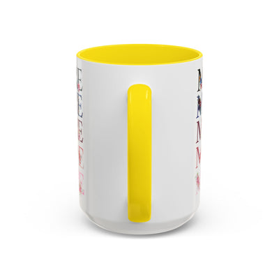 Mother's Day Mug, Accent Coffee Cup with Flowers and Names, Gift for M