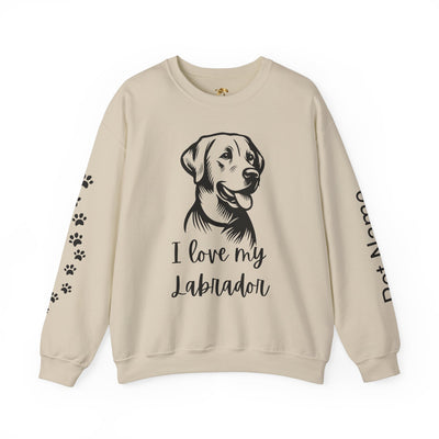 Labrador Lover Sweatshirt, Pet's Name Personalized, Labrador Dog Owner Apparel, Custom Dog Paw Print Jumper, Comfy Crewneck - NOTALIFY
