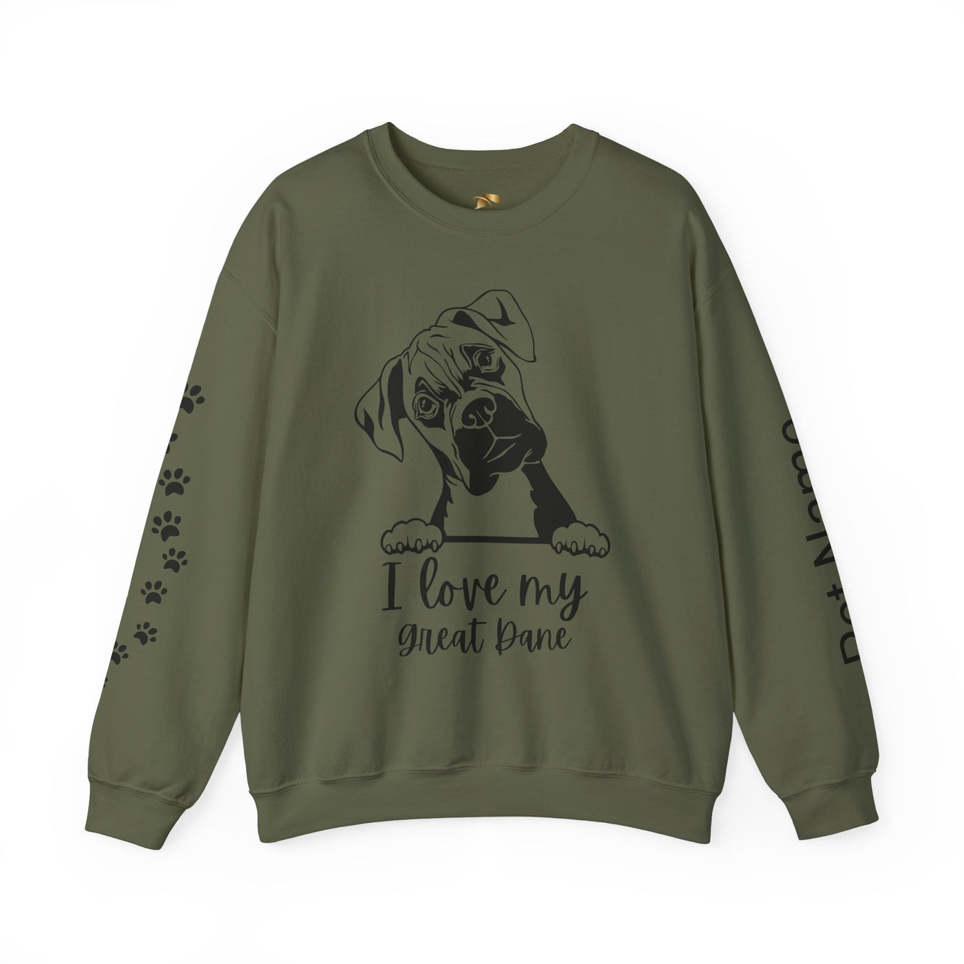 Great Dane Lover Sweatshirt, Pet's Name Personalized Gift Idea, Great Dane Dog Owner Apparel, Custom Dog Paw Print Jumper, Comfy Crewneck - NOTALIFY