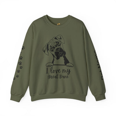 Great Dane Lover Sweatshirt, Pet's Name Personalized Gift Idea, Great Dane Dog Owner Apparel, Custom Dog Paw Print Jumper, Comfy Crewneck - NOTALIFY