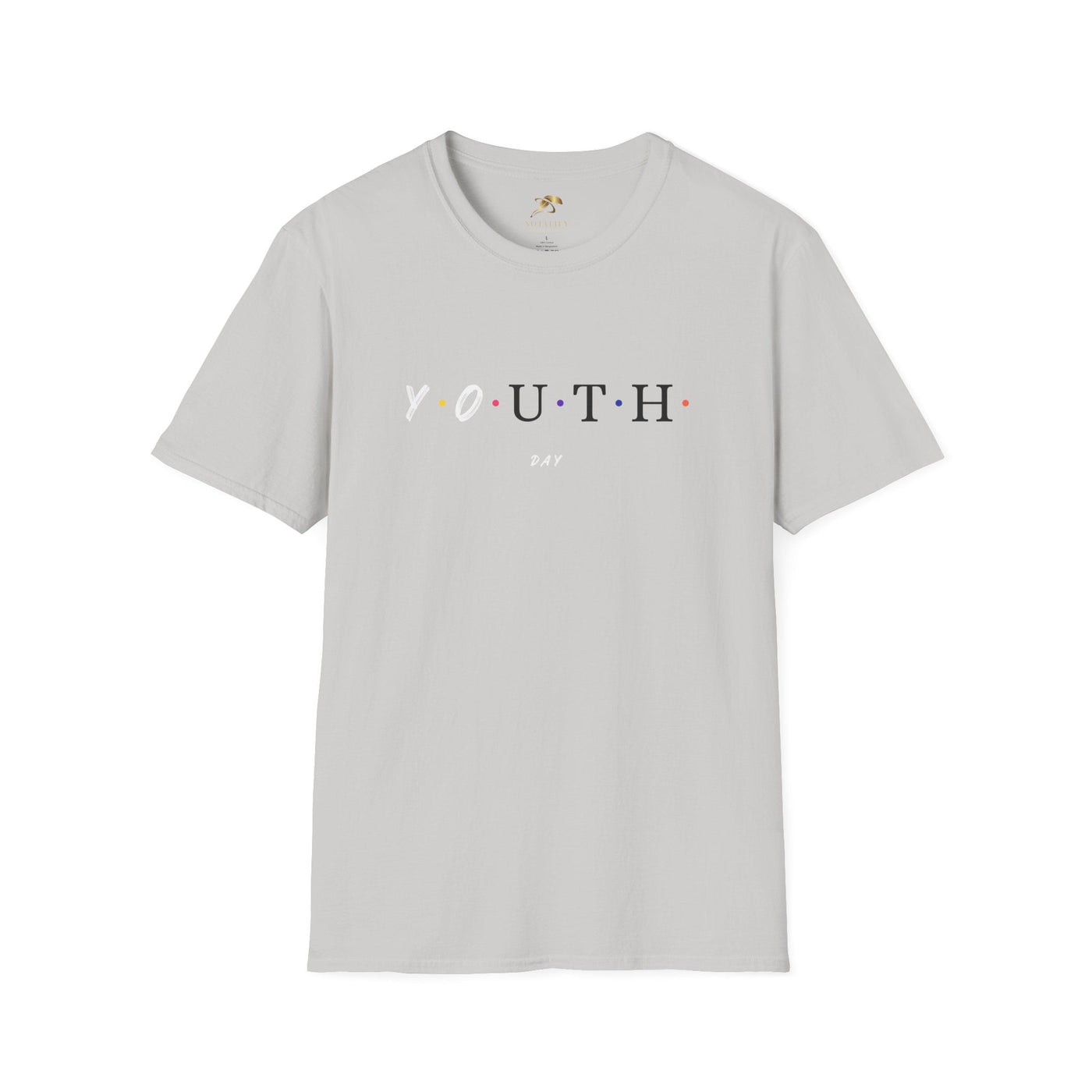 Unisex Youth Day Celebration t-shirt with colorful dots, 100% cotton, classic fit, lightweight and comfortable design