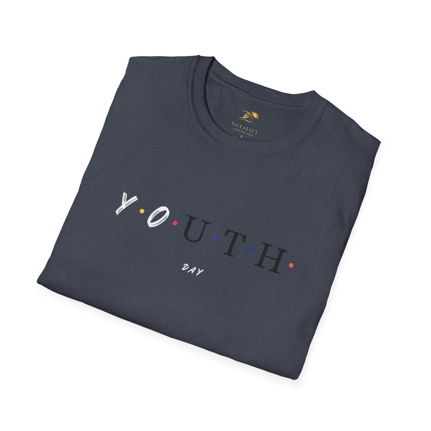 Youth Day Celebration unisex t-shirt with colorful dots, lightweight cotton, classic fit, and crew neckline.