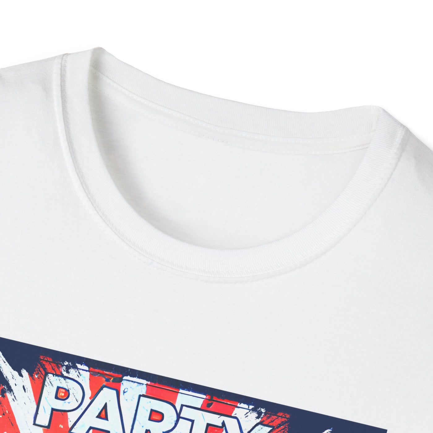 Patriotic Party T-Shirt, unisex softstyle, perfect for Independence Day celebrations.