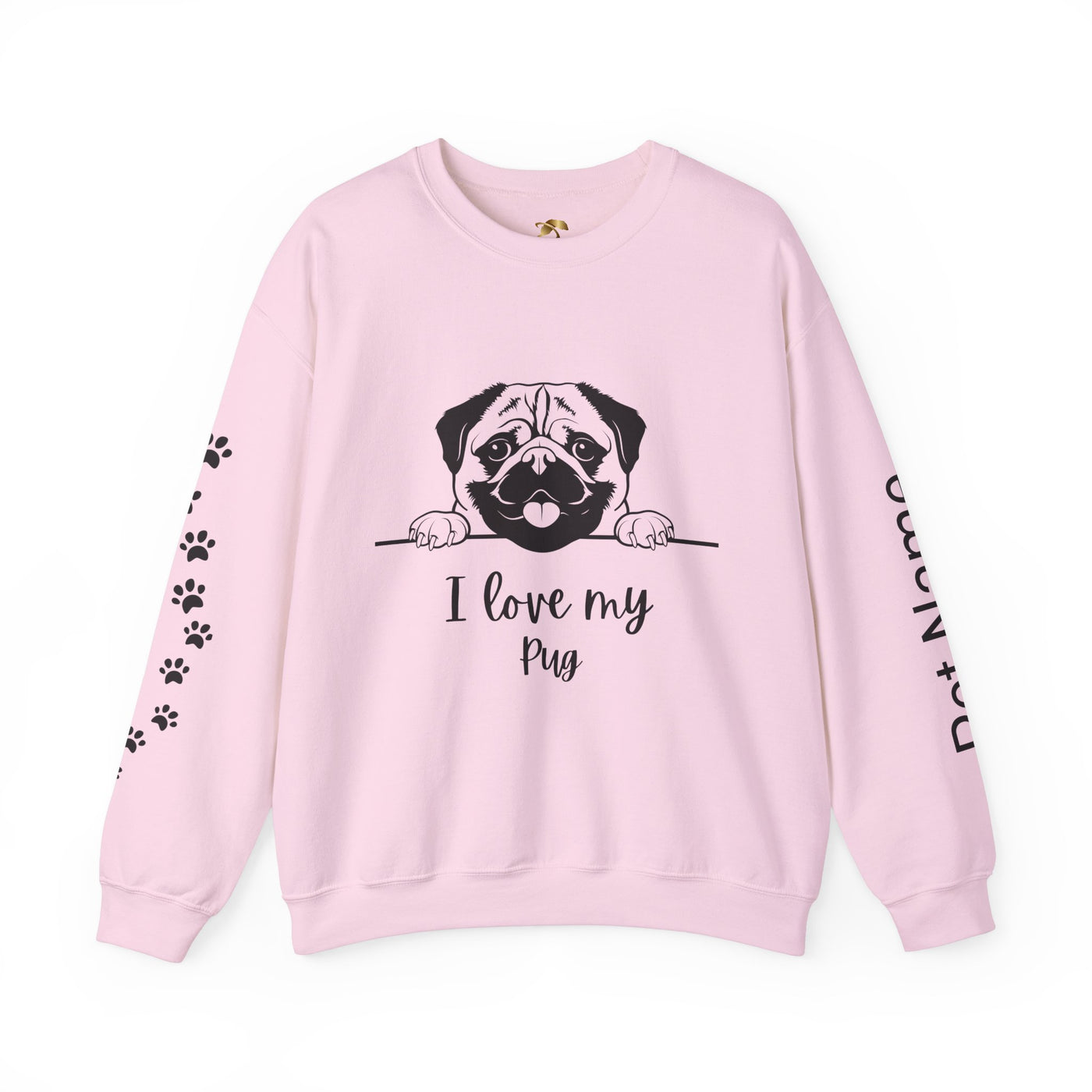 Pug Dog Lover Sweatshirt, Pet's Name Personalized Gift Idea, Pug Dog Owner Apparel, Custom Dog Paw Print Jumper, Comfy Crewneck - NOTALIFY