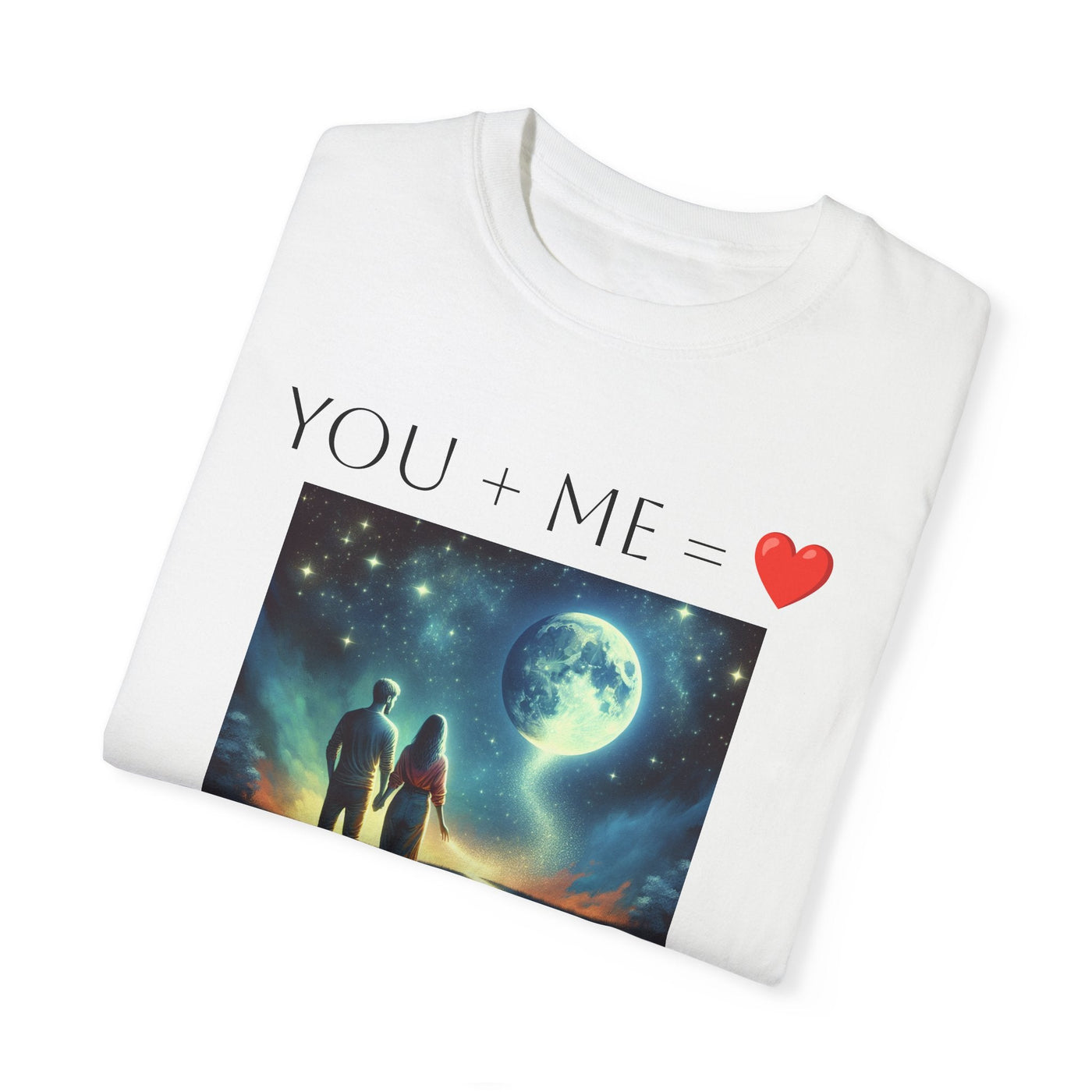 Moon and Back Unisex T-shirt with romantic celestial design for couples.