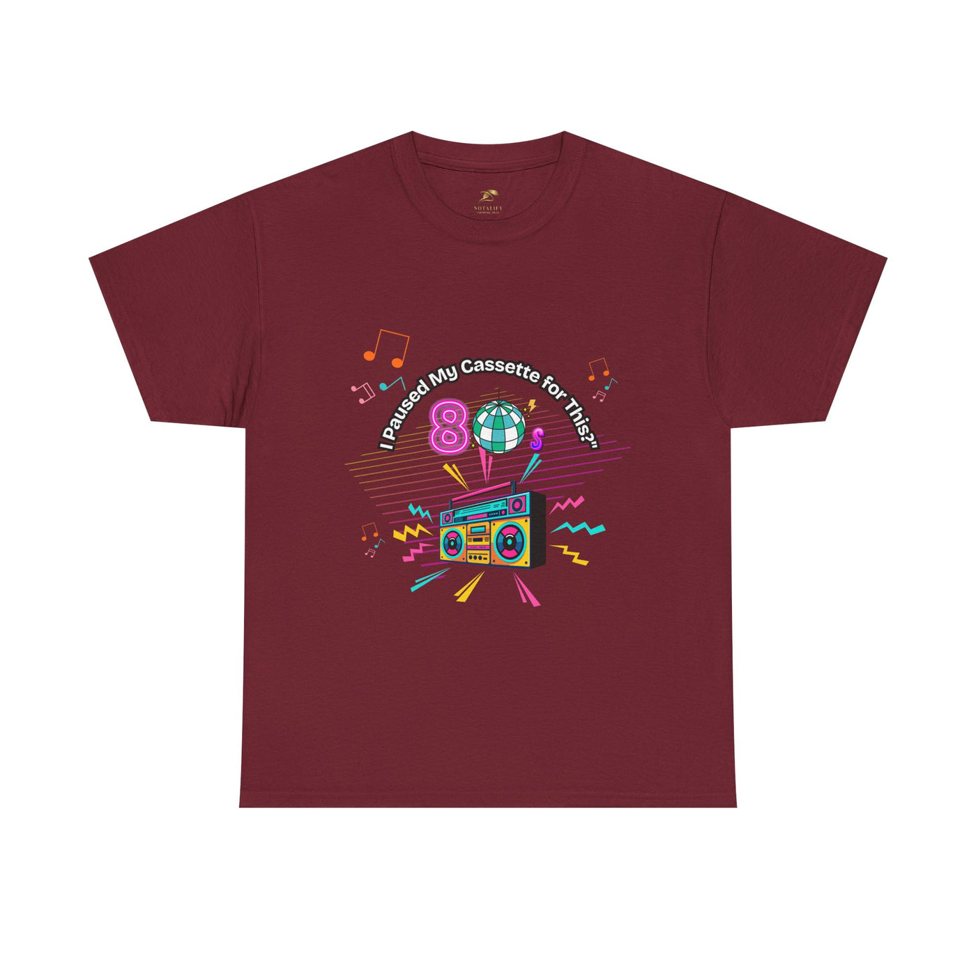 Retro Cassette Tape Unisex Heavy Cotton Tee, Vintage Music Lover Shirt, 80s Nostalgia Graphic Tee, Pause Cassette Player Shirt, Mixtape Fan - NOTALIFY
