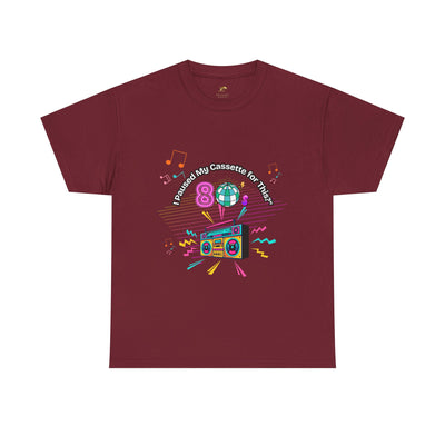 Retro Cassette Tape Unisex Heavy Cotton Tee, Vintage Music Lover Shirt, 80s Nostalgia Graphic Tee, Pause Cassette Player Shirt, Mixtape Fan - NOTALIFY