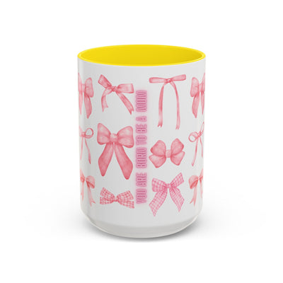 Personalized Mother's Day coquette bow mug with vibrant design.
