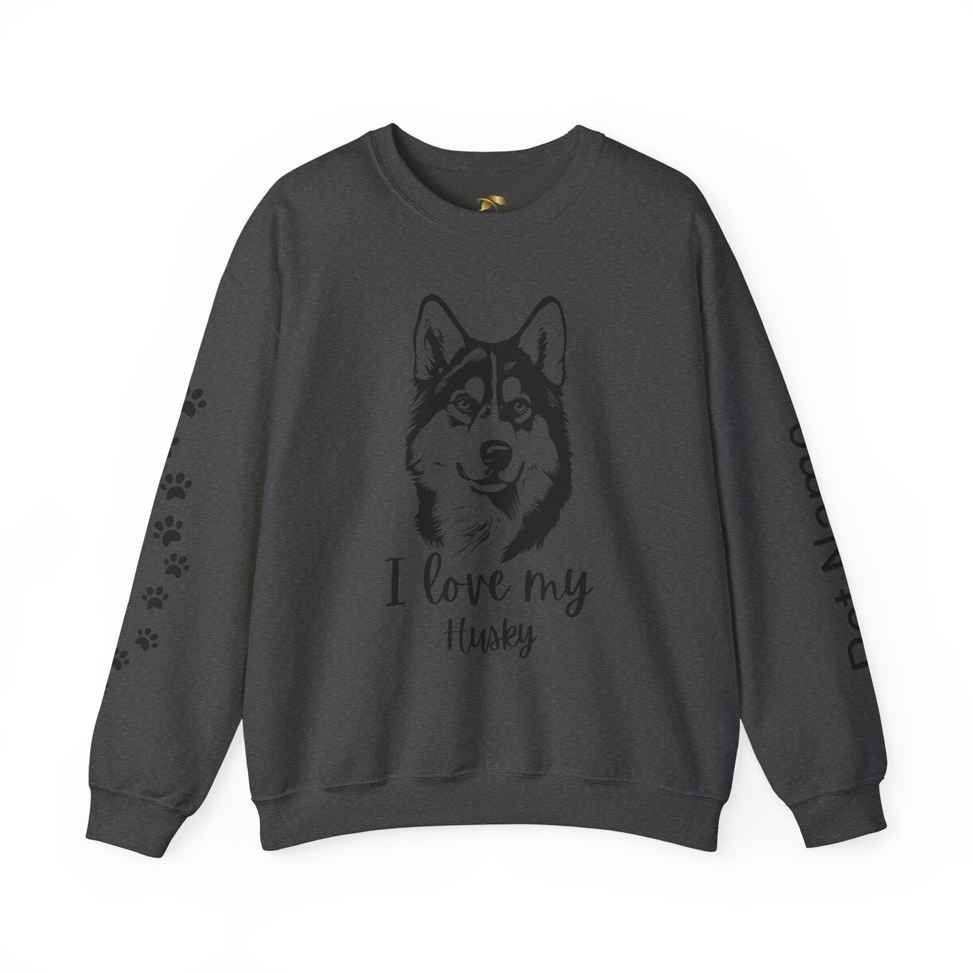 Husky Lover Sweatshirt, Pet's Name Personalized Gift Idea, Husky Dog Owner Apparel, Custom Dog Paw Print Jumper, Comfy Crewneck - NOTALIFY