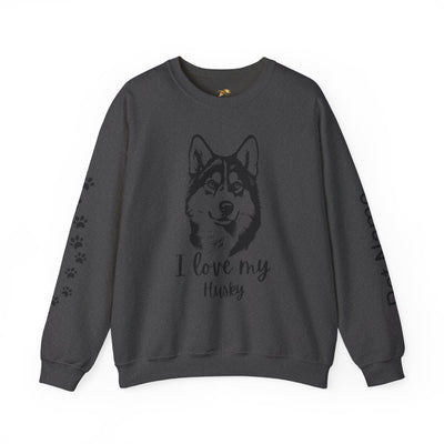 Husky Lover Sweatshirt, Pet's Name Personalized Gift Idea, Husky Dog Owner Apparel, Custom Dog Paw Print Jumper, Comfy Crewneck - NOTALIFY