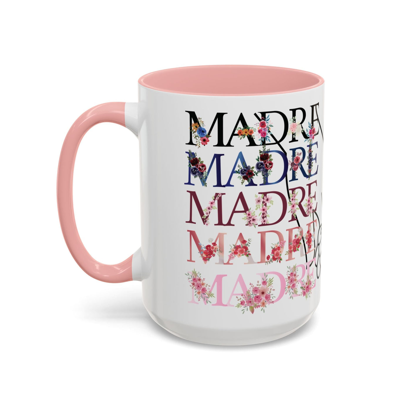 Mother's Day Mug, Accent Coffee Cup with Flowers and Names, Gift for M
