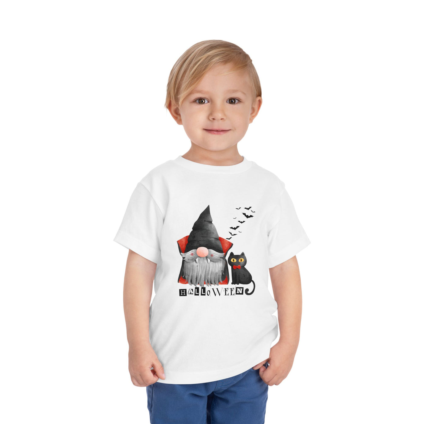 NOTALIFY Boo Halloween Gnome-CAT Toddler T-Shirt | Cute Fall Tee with Candy Bucket | Soft Cotton Short Sleeve | Spooky Outfit