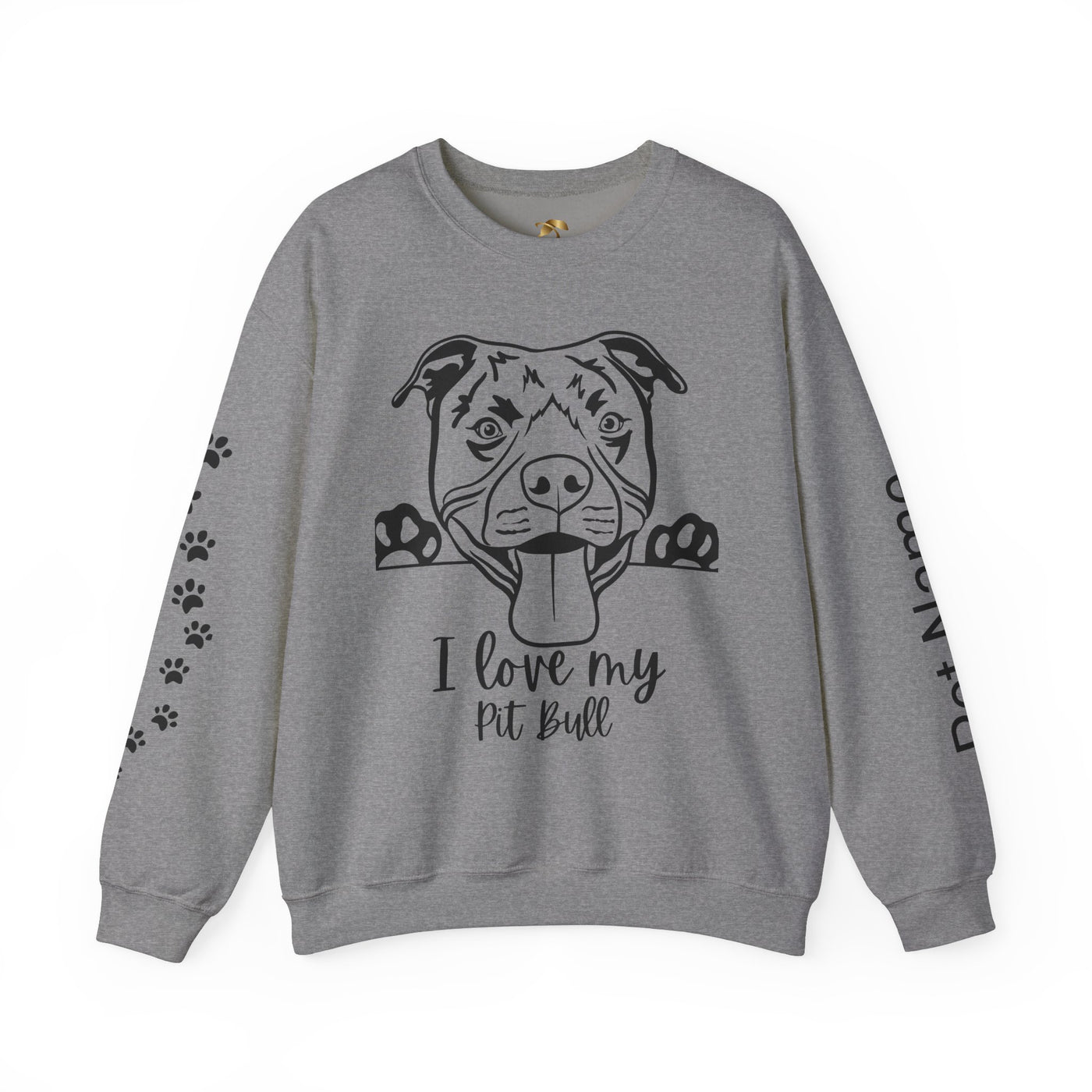 Pit Bull Lover Sweatshirt, Pet's Name Personalized Gift Idea, Pit Bull Dog Owner Apparel, Custom Dog Paw Print Jumper, Comfy Crewneck - NOTALIFY