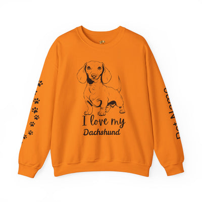 Dachshund Dog Lover Sweatshirt, Pet's Name Personalized Gift Idea, Dachshund Dog Owner Apparel, Custom Dog Paw Print Jumper, Comfy Crewneck - NOTALIFY
