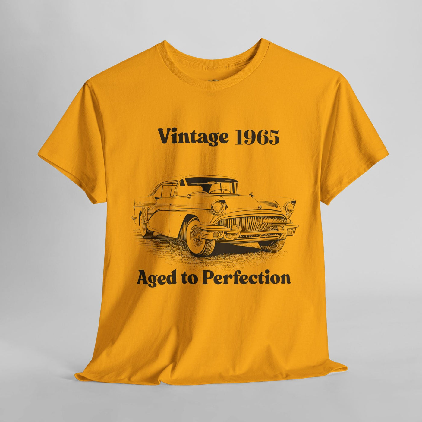 Vintage Aged to Perfection car t-shirt, funny retro style birthday gift for car enthusiasts.