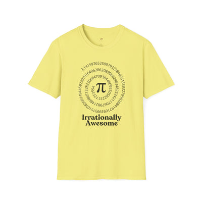 Pi Day Unisex Softstyle T-Shirt, Math Geek Gift, Irrationally Awesome 