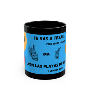 Fun Black Mug, Texas vs Miami Theme, Perfect Gift for Coffee Lovers, Birthday, Parties, Moving to Texas, Leaving Miami, Texas - NOTALIFY