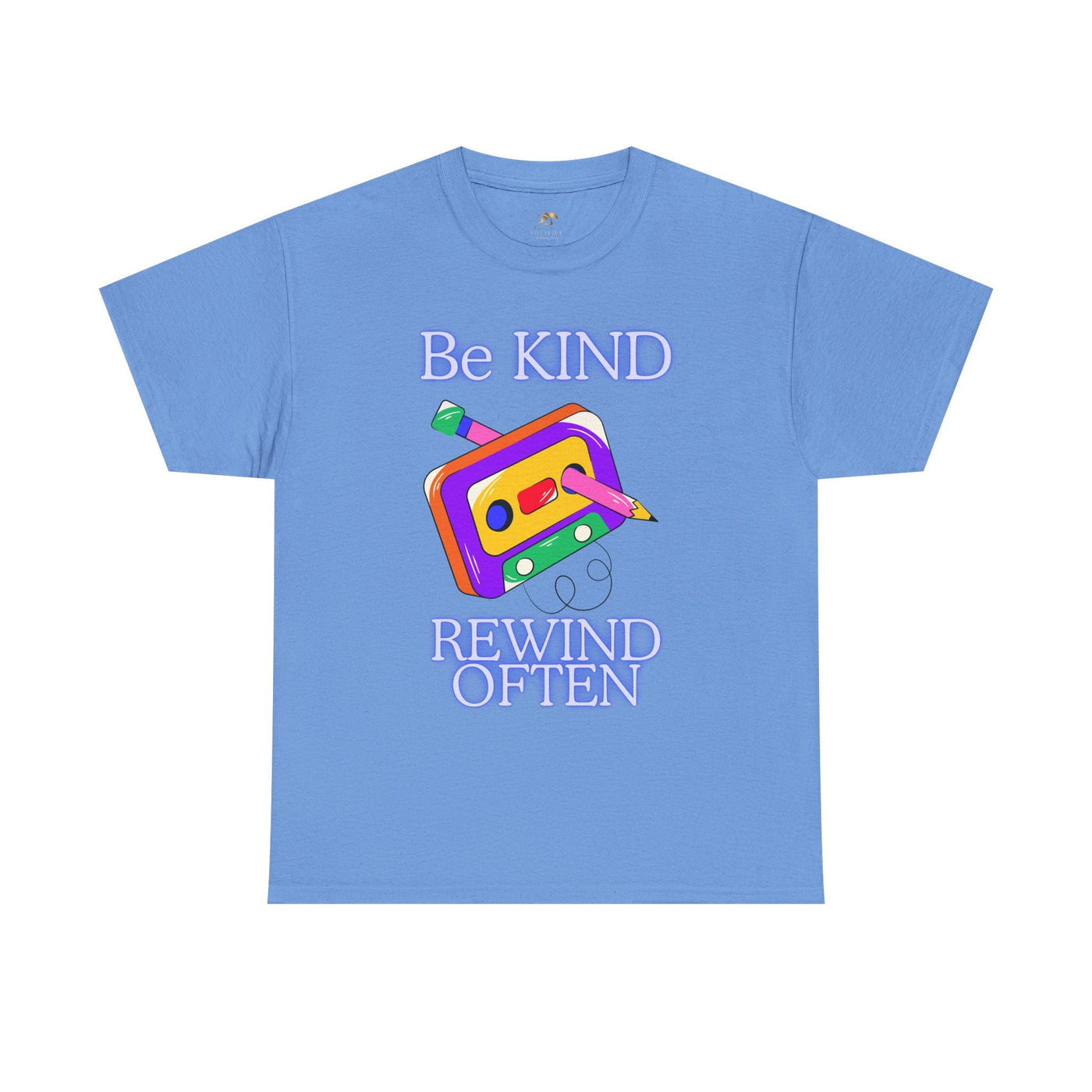 Retro vibe "Be Kind, Rewind Often" unisex T-shirt with nostalgic cassette design.