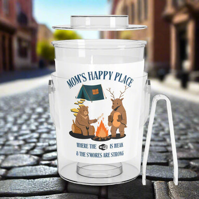 Camping Ice Bucket with Tongs, Mom's Happy Place Decor, Unique Gift fo