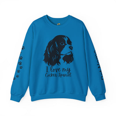 Cocker Spaniel Sweatshirt, Pet's Name Personalized Gift Idea, Cocker Spaniel Dog Owner Apparel, Custom Dog Paw Print Jumper, Comfy Crewneck - NOTALIFY
