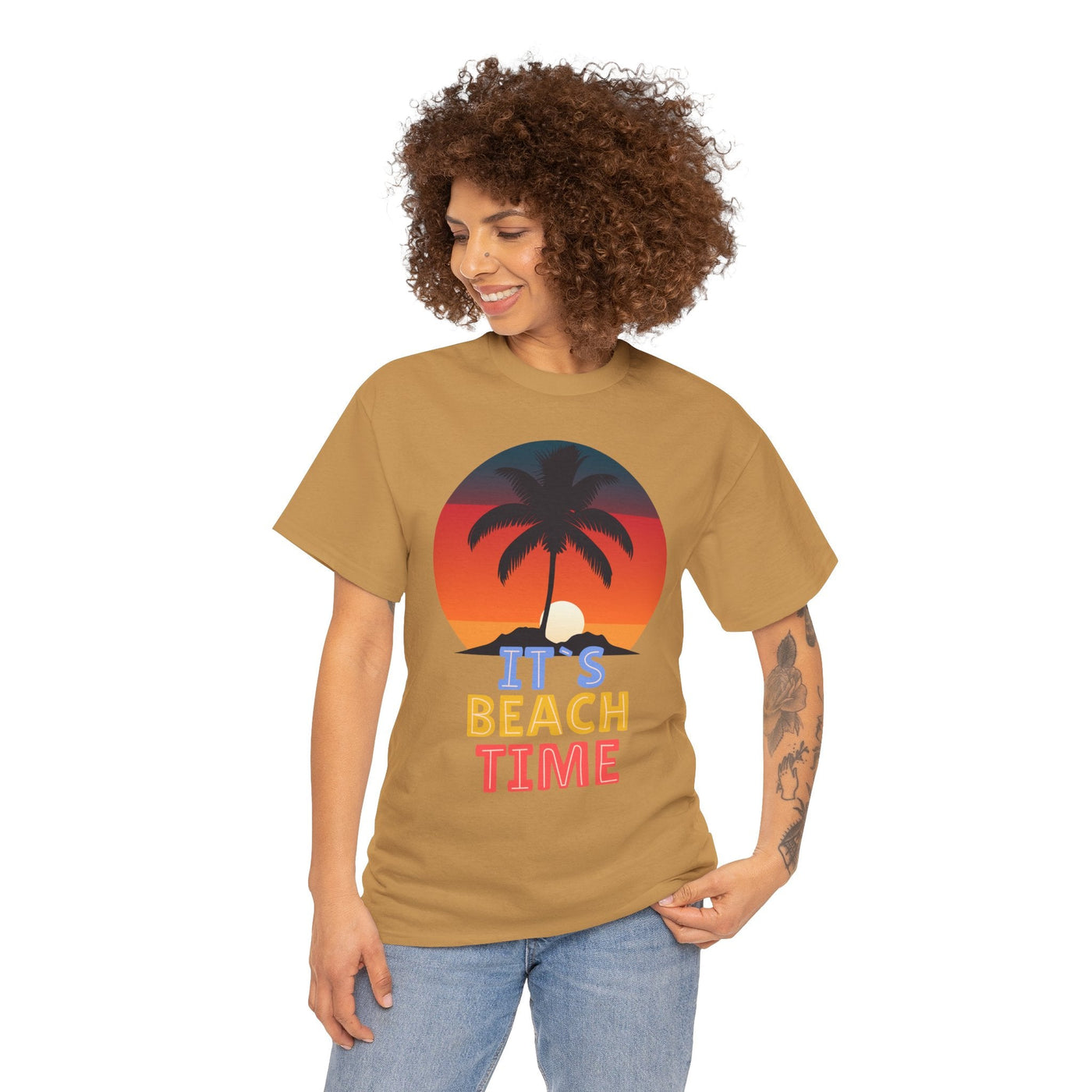 Unisex Beach Time Summer 2025 T-Shirt with palm tree graphic, perfect for vacations.