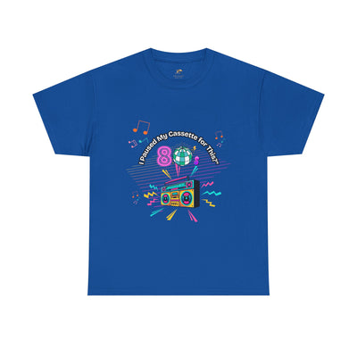 Retro Cassette Tape Unisex Heavy Cotton Tee, Vintage Music Lover Shirt, 80s Nostalgia Graphic Tee, Pause Cassette Player Shirt, Mixtape Fan - NOTALIFY