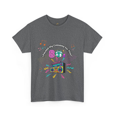 Retro Cassette Tape Unisex Heavy Cotton Tee, Vintage Music Lover Shirt, 80s Nostalgia Graphic Tee, Pause Cassette Player Shirt, Mixtape Fan - NOTALIFY