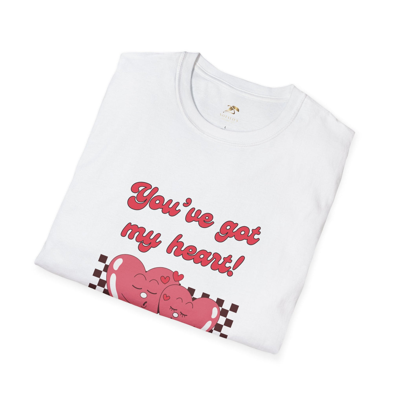 Heart Graphic Tee with "You've got my heart" design, perfect Valentine's Day gift, unisex softstyle.