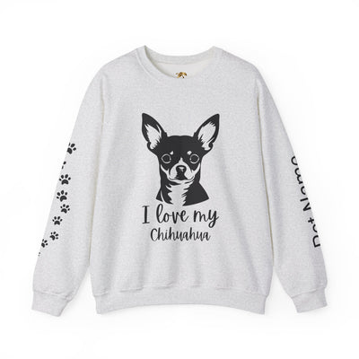 Chihuahua Lover Sweatshirt, Pet's Name Personalized Gift Idea, Chihuahua Dog Owner Apparel, Custom Dog Paw Print Jumper, Comfy Crewneck - NOTALIFY