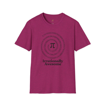 Pi Day Unisex Softstyle T-Shirt, Math Geek Gift, Irrationally Awesome 
