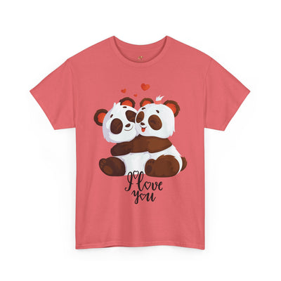 Romantic Panda Tee, Romantic Graphic T-shirt, two panda bears hugging each other with an I love you message - NOTALIFY